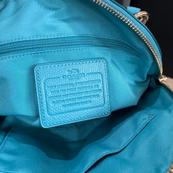 Coach Mini Cora Domed Blue Turquoise Leather Satchel Crossbody Bag F34090 - Picture 8 of 13